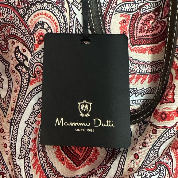 massimo dutti • nwt mulberry silk paisley slip dress mini 2 faux leather trim - Picture 10 of 10